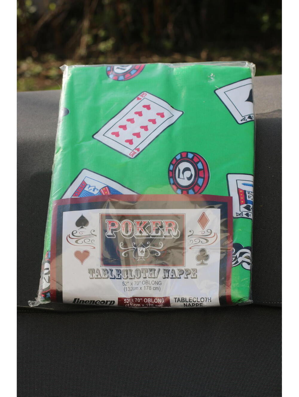 Poker Themed Tablecloth 52" x 70" Oblong Linencorp sealed Brand new Vintage